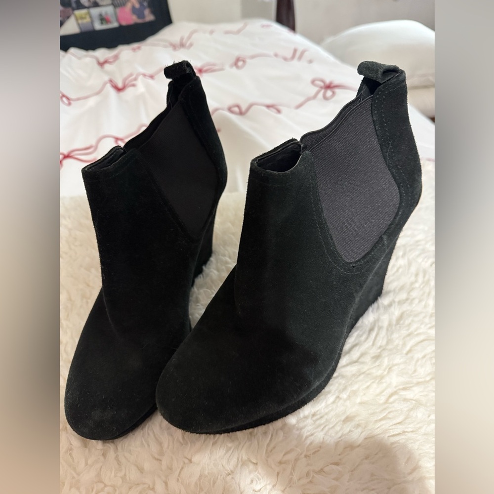 Jessica Simpson Black Suede Wedge Booties
